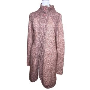 Prana Duster Sweater Knit S Dusty Rose Pink Long Cape Shawl Cozy Warm Cardigan